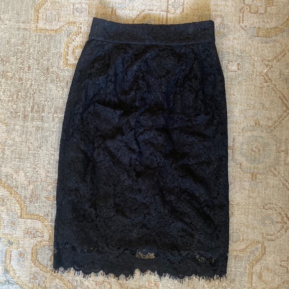 J. Crew Black Lace Pencil Skirt - Picture 1 of 2